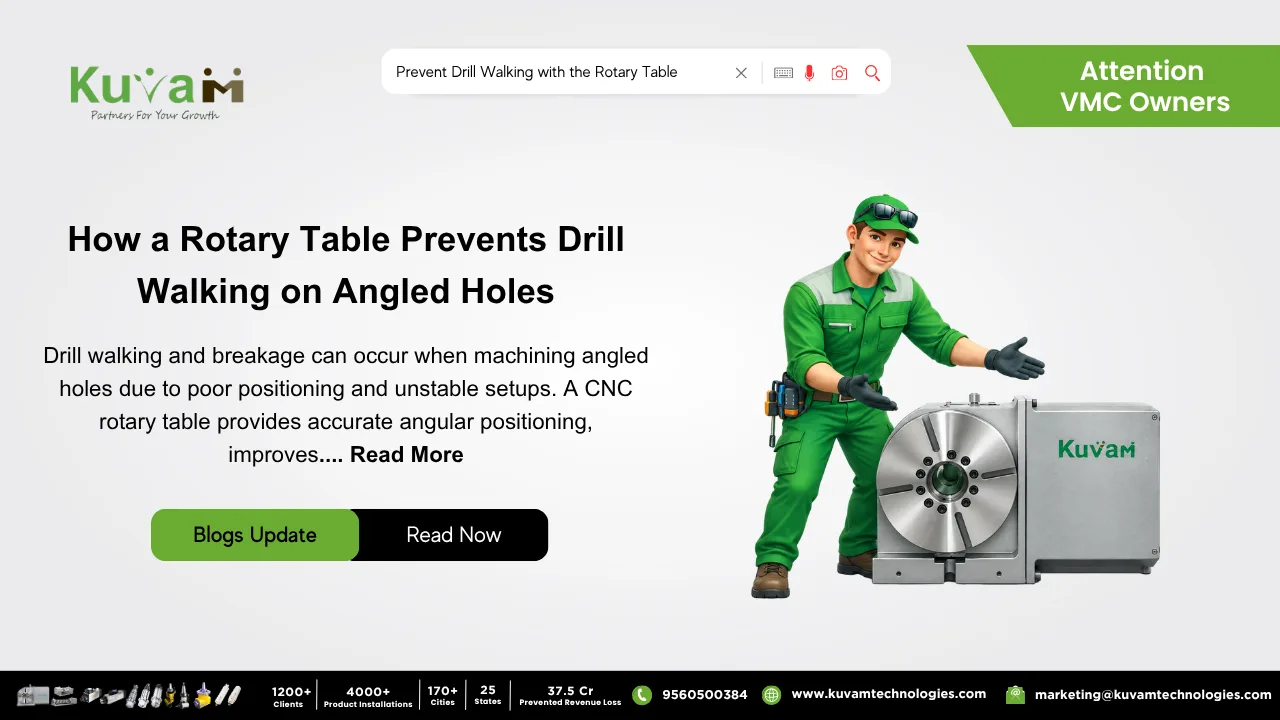 How a Rotary Table Prevents Drill Walking and Snapping on Angled Holes